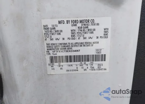 2014 Ford F-150 Xlt from USA, damaged, VIN 1FTFX1CT5EKD34067